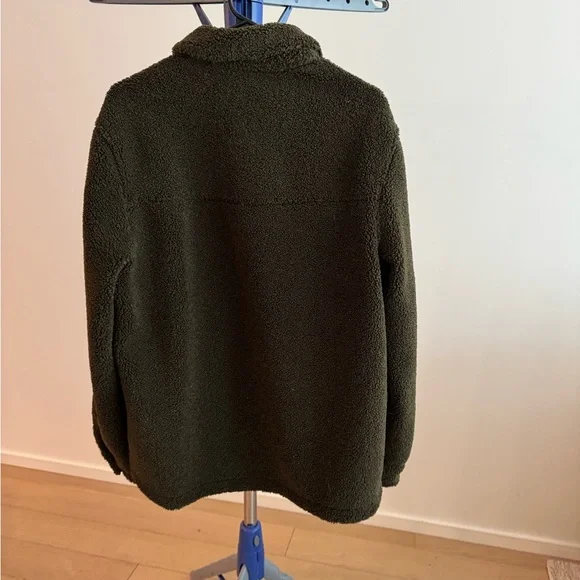 Men's Olive Green Sherpa Jacket - Picture 2 of 2